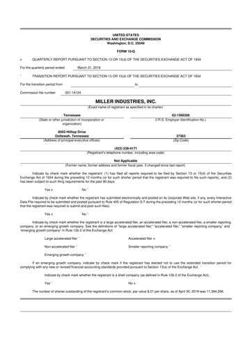 Thumbnail Miller Industries 10-Q Quarterly Report FY2018 