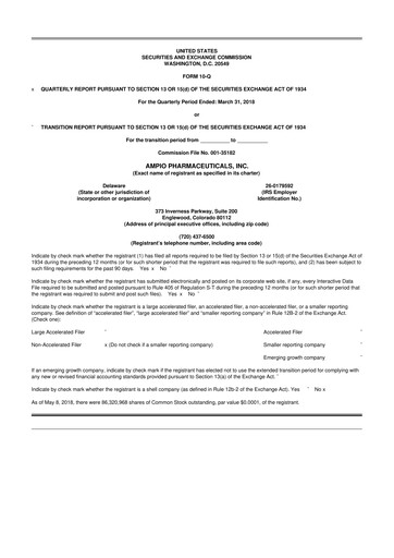 Thumbnail Ampio Pharmaceuticals 10-Q Quarterly Report FY2018 