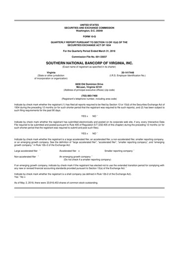 Thumbnail Primis Financial 10-Q Quarterly Report FY2018 