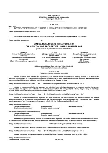 Thumbnail Omega Healthcare Investors 10-Q Quarterly Report FY 