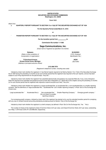 Thumbnail Saga Communications 10-Q Quarterly Report FY2018 