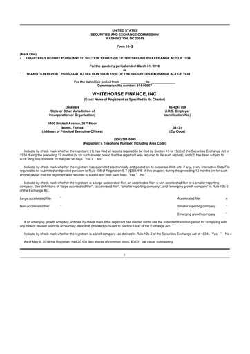 Thumbnail WhiteHorse Finance 10-Q Quarterly Report FY 