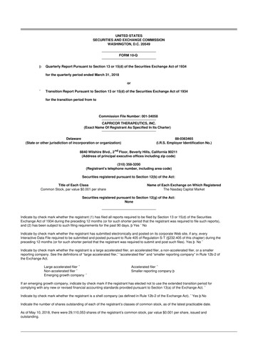 Thumbnail Capricor Therapeutics
 10-Q Quarterly Report FY 