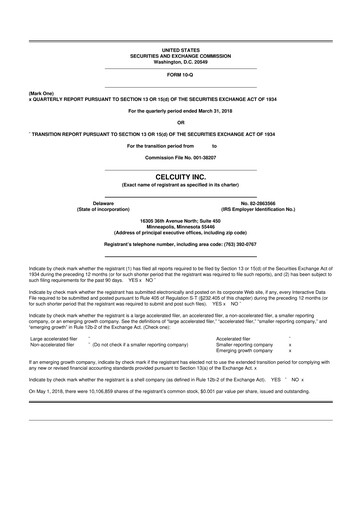 Vorschaubild Celcuity Inc. 10-Q Quartalsbericht 2018 