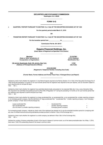 Thumbnail Esquire Financial Holdings 10-Q Quarterly Report FY2018 