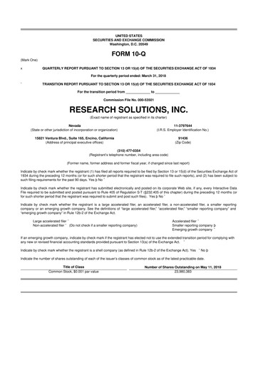Thumbnail Research Solutions 10-Q Quarterly Report FY2018 