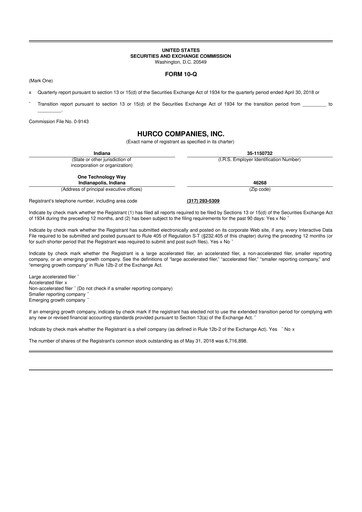 Thumbnail Hurco Companies 10-Q Quarterly Report FY2018 