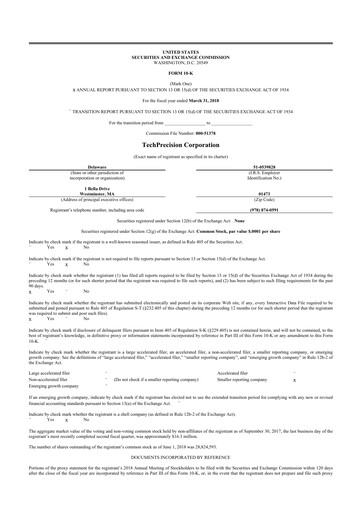 Thumbnail TechPrecision 10-K Annual Report 2018