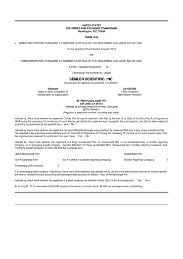 Thumbnail Semler Scientific
 10-Q Quarterly Report FY2018 