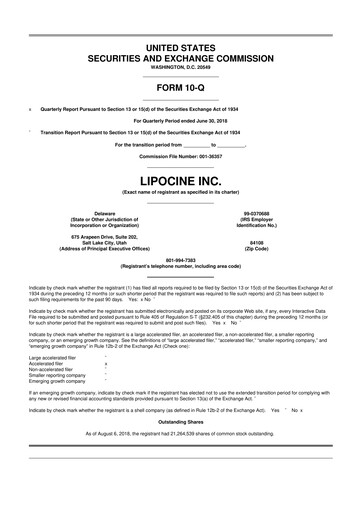 Thumbnail Lipocine 10-Q Quarterly Report FY2018 