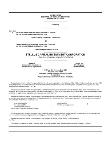 Thumbnail Stellus Capital Investment Corporation 10-Q Quarterly Report FY 
