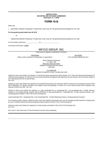 Thumbnail Weyco Group 10-Q Quarterly Report FY2018 