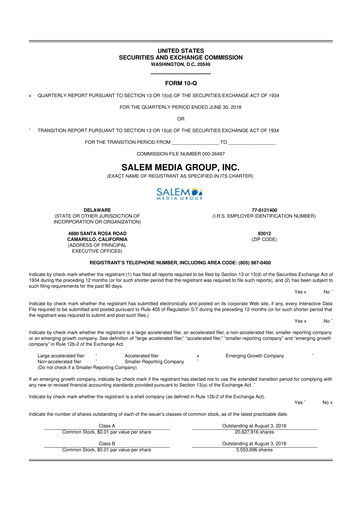Thumbnail Salem Media Group
 10-Q Quarterly Report FY2018 