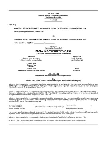 Thumbnail Protalix BioTherapeutics
 10-Q Quarterly Report FY 