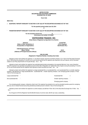 Thumbnail WhiteHorse Finance 10-Q Quarterly Report FY 