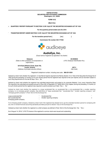 Thumbnail AudioEye 10-Q Quarterly Report FY2018 