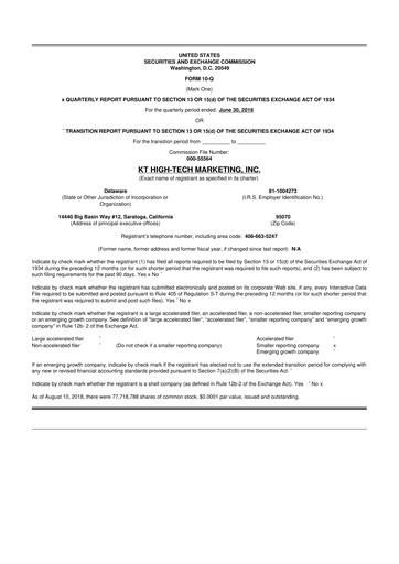 Miniature KULR Technology Group 10-Q Rapport trimestriel 2018 