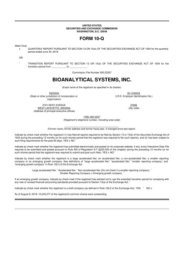 Miniature Inotiv 10-Q Rapport trimestriel 2018 