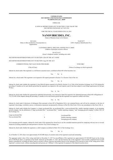 Thumbnail NanoViricides 10-K Annual Report 2018