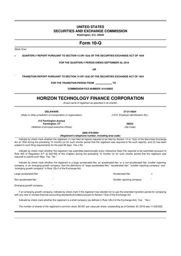 Vorschaubild Horizon Technology Finance 10-Q Quartalsbericht  