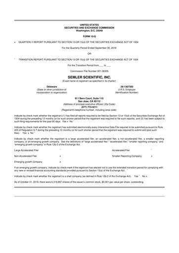 Thumbnail Semler Scientific
 10-Q Quarterly Report FY2018 