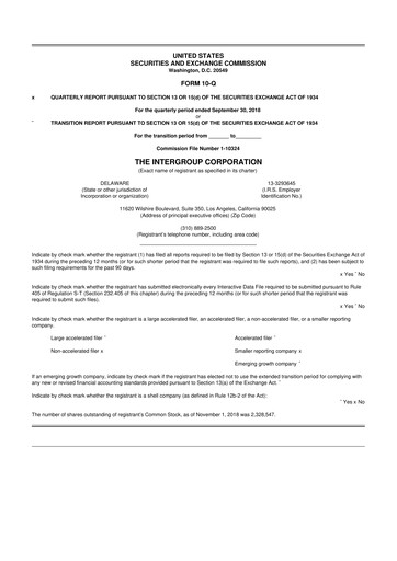 Thumbnail The InterGroup Corporation 10-Q Quarterly Report FY2019 
