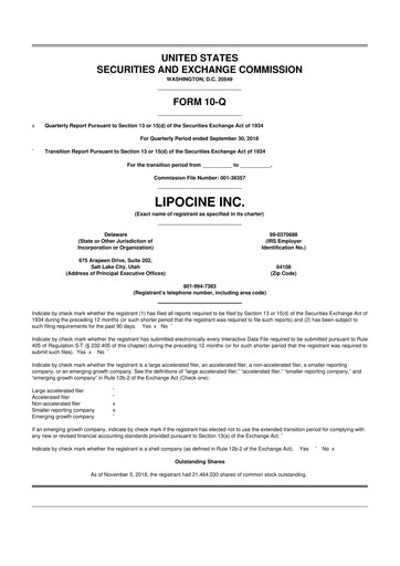 Thumbnail Lipocine 10-Q Quarterly Report FY2018 
