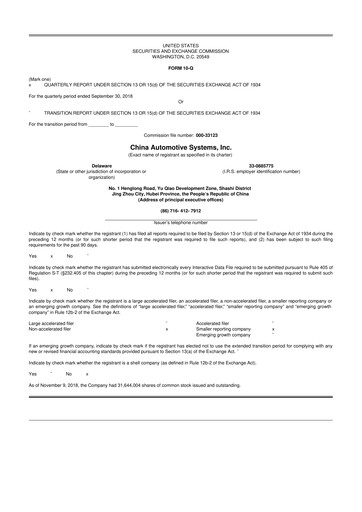 Thumbnail China Automotive Systems 10-Q Quarterly Report FY2018 