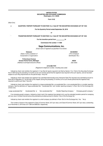 Thumbnail Saga Communications 10-Q Quarterly Report FY2018 