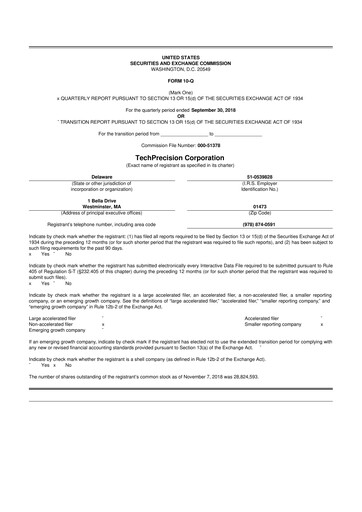 Miniature TechPrecision 10-Q Rapport trimestriel 2019 