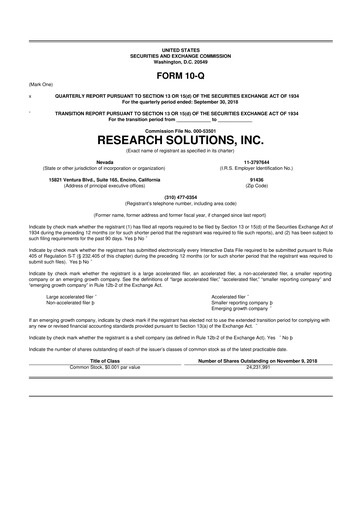 Thumbnail Research Solutions 10-Q Quarterly Report FY2019 