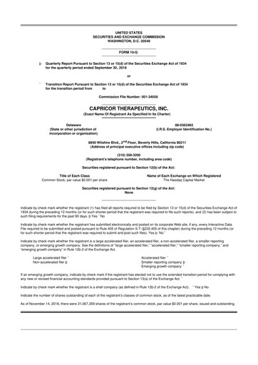 Thumbnail Capricor Therapeutics
 10-Q Quarterly Report FY 