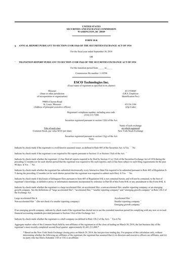 Thumbnail ESCO Technologies
 10-K Annual Report 2018