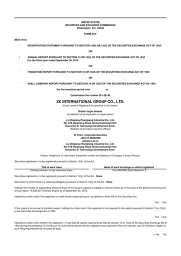 Thumbnail ZK International Group 20-F Annual Report 2018