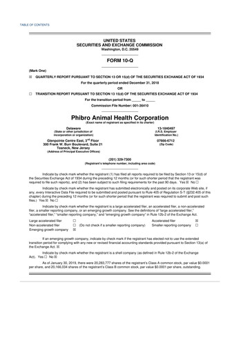 Thumbnail Phibro Animal Health
 10-Q Quarterly Report FY2019 