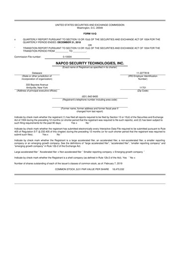 Thumbnail NAPCO Security Technologies 10-Q Quarterly Report FY2019 