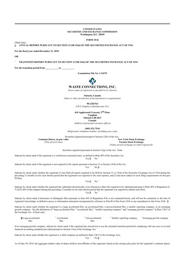 Thumbnail Waste Connections 10-K Annual Report 2018