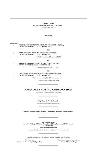 Thumbnail Ardmore Shipping
 20-F Annual Report 2018