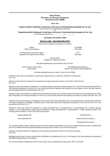 Thumbnail Escalade Sports 10-K Annual Report 