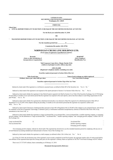 Thumbnail Norwegian Cruise Line
 10-K Annual Report 2018