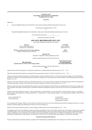 Thumbnail Iovance Biotherapeutics
 10-K Annual Report 2018