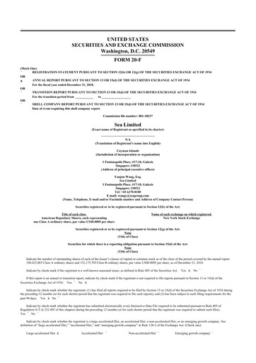 Thumbnail Sea Limited 20-F Annual Report 2018