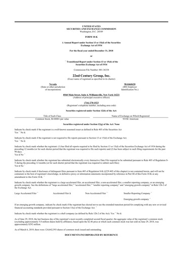 Thumbnail 22nd Century Group
 10-K Annual Report 2018