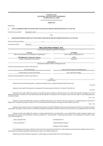 Thumbnail Miller Industries 10-K Annual Report 2018