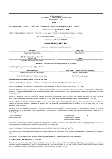 Thumbnail Global Medical REIT
 10-K Annual Report 2018