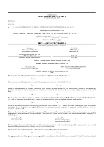 Vorschaubild Marcus Corporation
 10-K Jahresbericht 2018