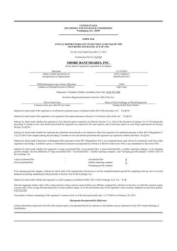 Thumbnail Shore Bancshares 10-K Annual Report 2018