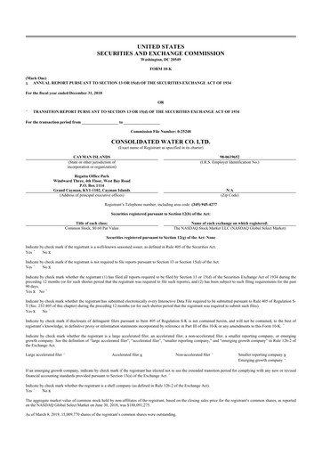 Thumbnail Consolidated Water 10-K Annual Report 2018