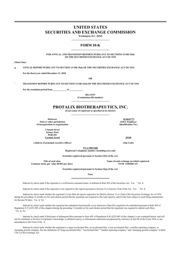 Thumbnail Protalix BioTherapeutics
 10-K Annual Report 2018