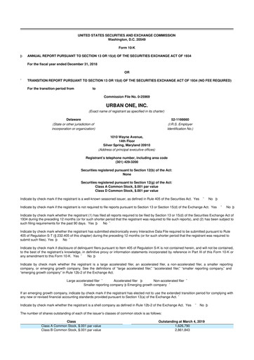 Thumbnail Urban One
 10-K Annual Report 2018